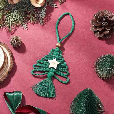 3Pcs Cotton Christmas Trees Pendant Decoration HJEW-JM03830-1