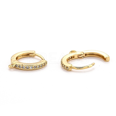 Brass Micro Pave Clear Cubic Zirconia Huggie Hoop Earring Findings LS-EJEW-O107-01G-1