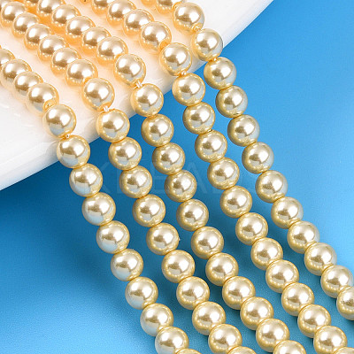 Baking Paint Pearlized Glass Pearl Bead Strands HY-N002-4mm-A09-1