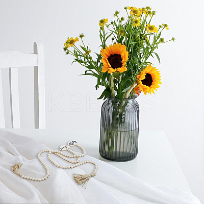 2Pcs 2 Styles Wood Beaded Garland with Jute Cord Tassels DJEW-FH0001-28-1