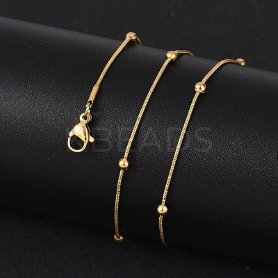 304 Stainless Steel Round Snake Chain Necklaces STAS-G244-88A-G-1