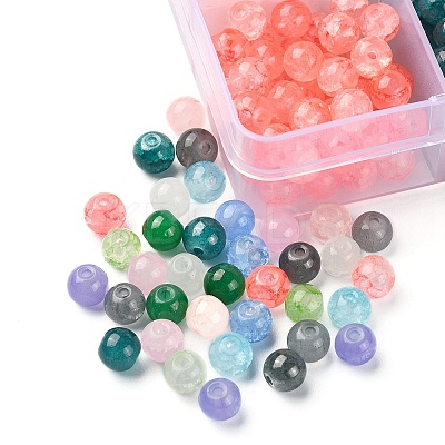 840Pcs 12 Colors Baking Paint Crackle Glass Bead Strands DGLA-YW0001-10-1