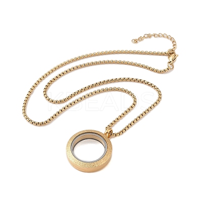 PVD Vacuum Plating 304 Stainless Steel Ring Pendant Necklaces NJEW-N055-22A-G-1