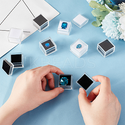 24Pcs 2 Colors Square Transparent Plastic Loose Diamond Box CON-OC0001-53-1