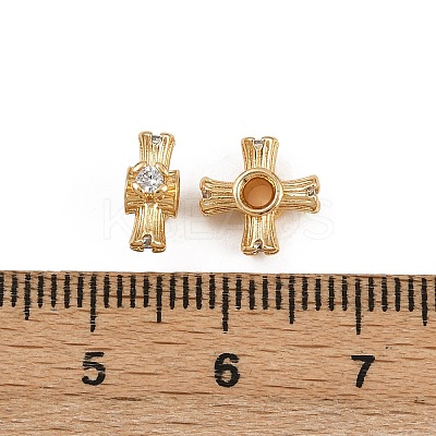 Brass Micro Pave Cubic Zirconia Beads KK-K407-11G-1