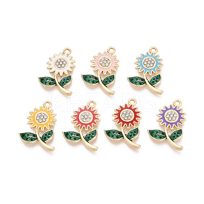 Alloy Rhinestone & Enamel Pendants ENAM-T024-34M-G-1