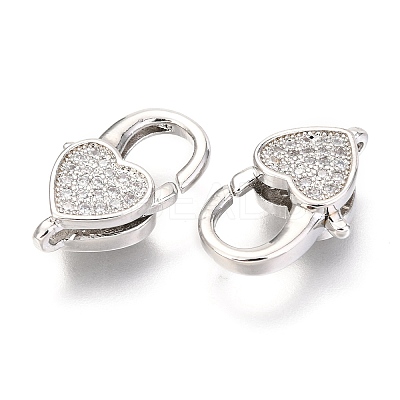 Brass Micro Pave Cubic Zirconia Lobster Claw Clasps X-ZIRC-O038-26P-1