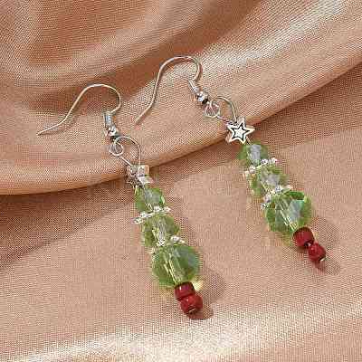 Christmas Glass Beads Dangle Earrings LS-X-EJEW-JE01624-1
