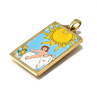 Tarot 304 Stainless Steel Enamel Pendants STAS-M119-07F-G-1