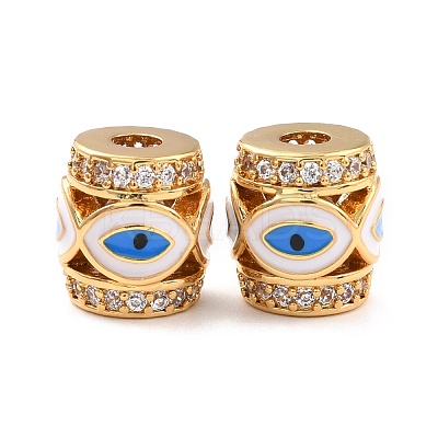 Real 18K Gold Plated Brass Micro Pave Clear Cubic Zirconia Beads ZIRC-Z023-02-1