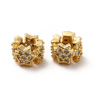 Rack Plating Brass Micro Pave Cubic Zirconia Spacer Beads KK-C010-32-1
