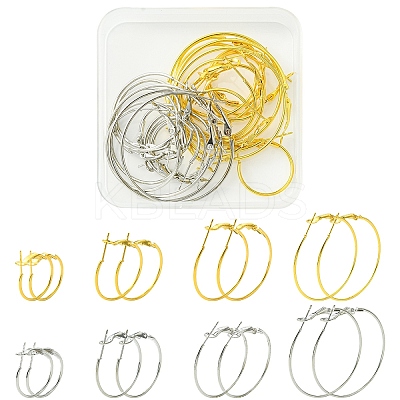 24Pcs 8 Styles Iron Huggie Hoop Earring Findings IFIN-YW0003-61-1