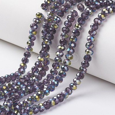 Electroplate Transparent Glass Beads Strands EGLA-A034-T8mm-S07-1