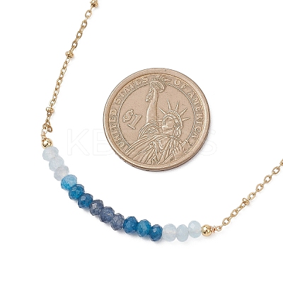 Dyed Natural Malaysia Jade Faceted Rondelle Beaded 304 Stainless Steel Satellite Chain Necklaces for Women NJEW-JN05783-03-1