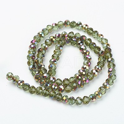 Electroplate Transparent Glass Beads Strands EGLA-A034-T6mm-R-1