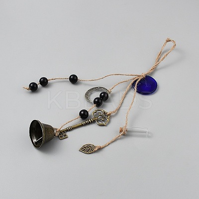 Iron Bell Key Moon Charms Wind Chime HJEW-WH20023-004AB-1