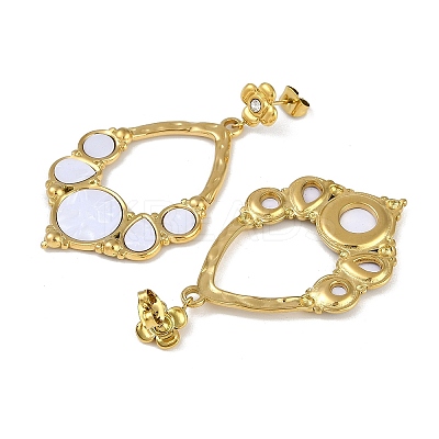 PVD Vacuum Plating 304 Stainless Steel Enamel Flower Dangle Stud Earrings EJEW-Z075-09G-01-1