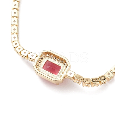 Cubic Zirconia Rectangle Link Silder Bracelet with Crystal Rhinestone BJEW-C040-02G-1