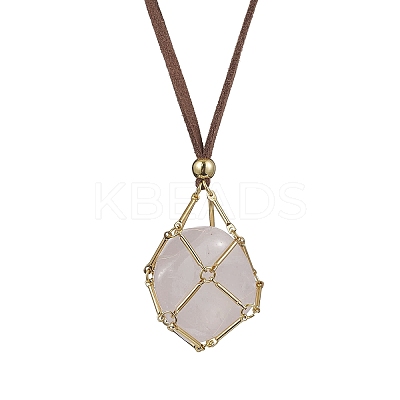 3Pcs 3 Style Crystal Holder Cage Necklace NJEW-JN04586-1