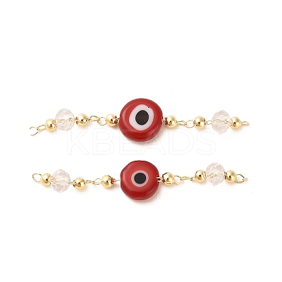 Handmade Evil Eye Lampwork with Glass Handmade Beaded Links Connectors KK-M266-09G-02-1