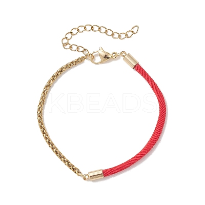 304 Stainless Steel Wheat Chains with Nylon Cord Mixed Chain Bracelets BJEW-JB13288-03-1