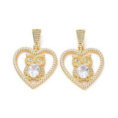 Brass Micro Pave Clear Cubic Zirconia Pendants ZIRC-F134-18G-03-1