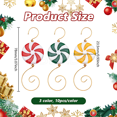 30Pcs 3 Colors Opaque Acrylic Bead with Iron Ornament Hooks HJEW-PH02216-1