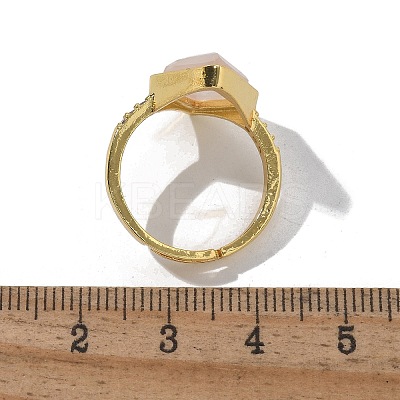 Rhombus Natural Rose Quartz Finger Rings RJEW-B113-01G-06-1
