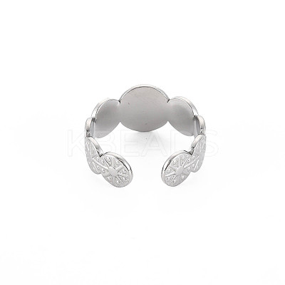 Non-Tarnish 304 Stainless Steel Flat Round with Sun Wrap Open Cuff Ring for Women LS-RJEW-S405-222P-1