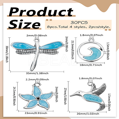 8Pcs 4 Styles Alloy Enamel Pendants ENAM-LP0001-33-1