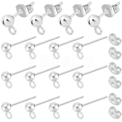 100Pcs 304 Stainless Steel Stud Earring Findings STAS-BBC0006-07S-1