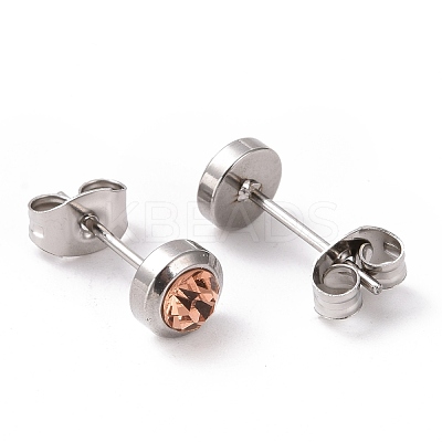Rhinestone Column Stud Earrings EJEW-H357-04P-03-1