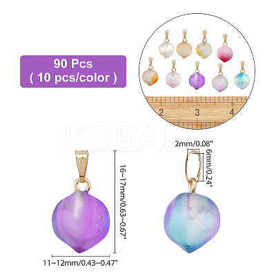 90Pcs 9 Colors Two Tone Spray Painted Glass Pendants GLAA-GA0001-26-1