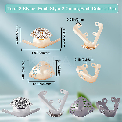 4 Pairs 4 Style Alloy Toe Cap Covers FIND-GF0005-25-1