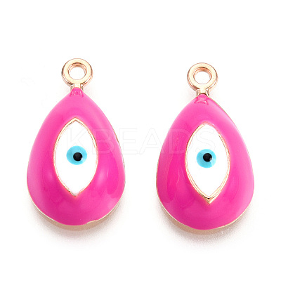 Rack Plating Light Gold Tone Alloy Enamel Pendants PALLOY-T077-230F-1