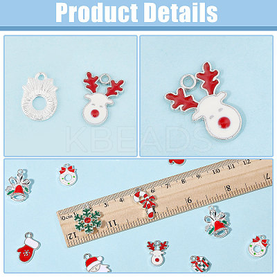 72Pcs 9 Styles Christmas Theme Alloy Enamel Pendants ENAM-CA0001-89-1