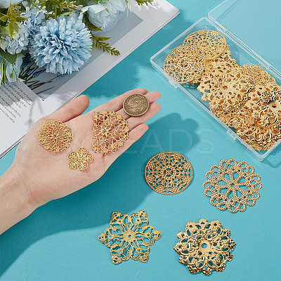 42Pcs 7 Styles Iron & Brass Filgree Joiners IFIN-UN0001-20-1