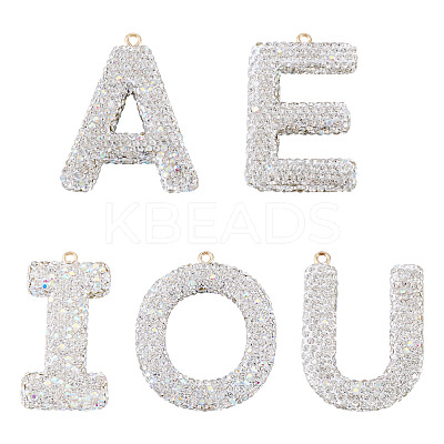 5Pcs 5 Styles Handmade Polymer Clay Rhinestone Big Pendants FIND-BT0001-39B-1