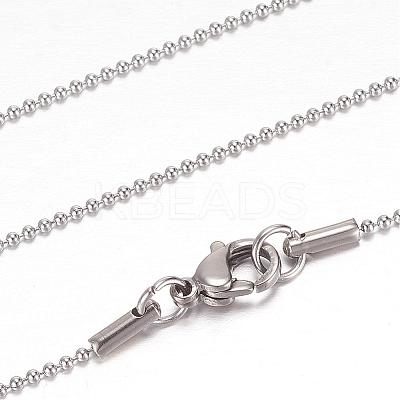 Tarnish Resistant 304 Stainless Steel Ball Chain Necklaces STAS-G083-73P-1