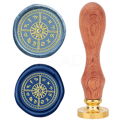 Brass Wax Seal Stamps with Wood Handle AJEW-WH0412-0113-1