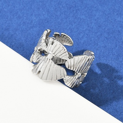 304 Stainless Steel Adjustable Open Cuff Rings for Women RJEW-K299-01P-1