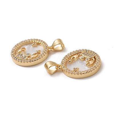 Rack Plating Brass Shell Pendants KK-D087-25G-12-1