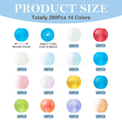 280Pcs 14 Colors Transparent Glass Beads Strands GLAA-TA0012-34-1