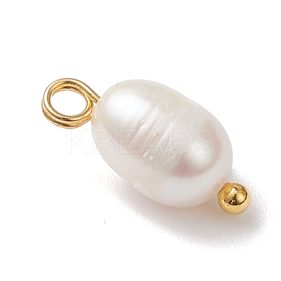 Natural Cultured Freshwater Pearl Rice Charms PALLOY-JF04643-01-1