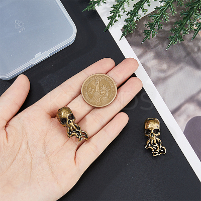 2Pcs Brass European Beads KK-FH0007-06AB-1