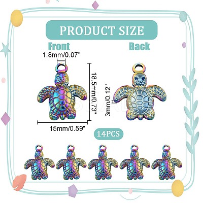 14Pcs Ion Plating(IP) 201 Stainless Steel Pendants STAS-CN0001-36-1