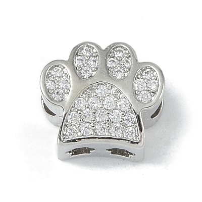Rack Plating Brass Micro Pave Clear Cubic Zirconia Beads KK-A220-03P-1