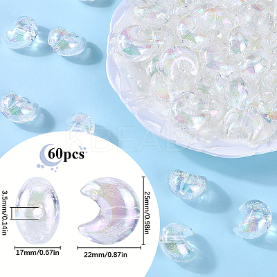 60Pcs UV Plating Transparent Acrylic Beads PACR-SP0001-01-1