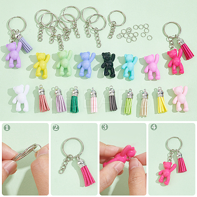 Opaque Acrylic Bear Keychain Making Kits DIY-NB0008-02-1