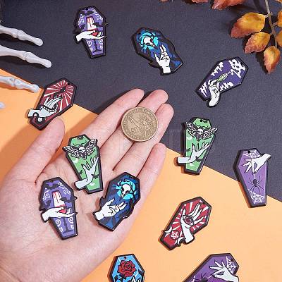 16Pcs 8 Style Opaque Printed Acrylic Pendants SACR-SZ0001-21-1